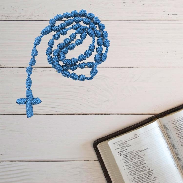 Multipurpose Hand Knotted Crossing Rosary Necklace Sturdy Cotton Thread Jewelry Accessory for Mindfulness Stylish Outfits