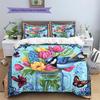 Blue Bird  Pattern Bedding Quilt Set  Home Decoration  Gift (1 * duvet cover + 2 * pillowcase, without core)