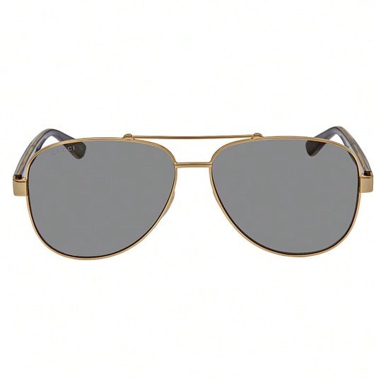 Gucci GG0528S 006 Men's Aviator Sunglasses - Gold Metal Frame & Grey Lenses