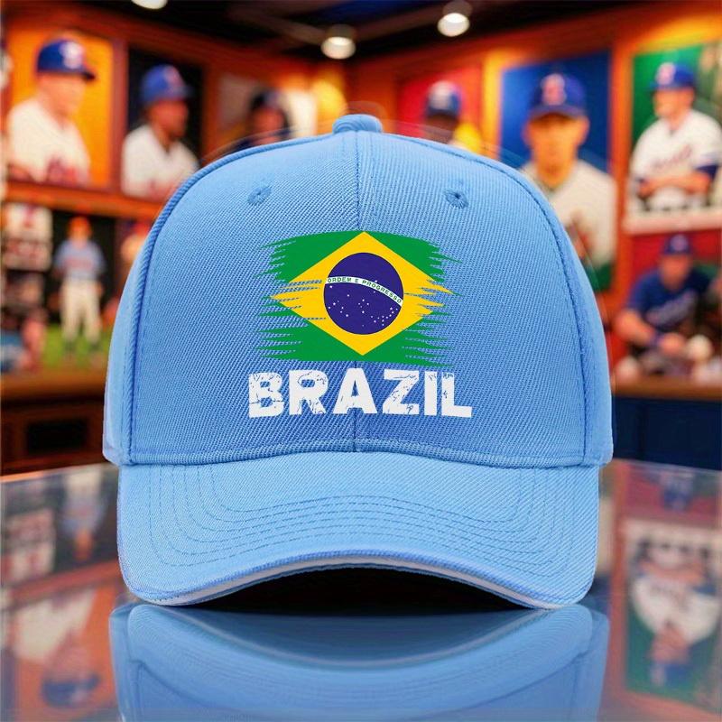 Brazil Flag Brush Stroke Baseball Cap Unisex Polyester Adjustable Outdoor Sports Cap