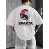 European Size Men'S Spartan Warrior Greek Letter T-Shirt -Sparta 297-Loose Casual T-Shirt with SPARTA Print - Ancient Greek History Masquerade Costume