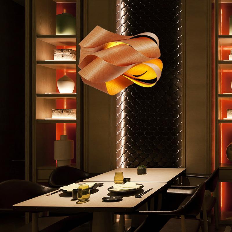 Moderne Eenvoudige Creatieve Houten Leer Kroonluchter voor Woonkamer Zuidoost-Aziatisch Restaurant Herberg Gang Bar Koffieshop Decoratieve Lampen
