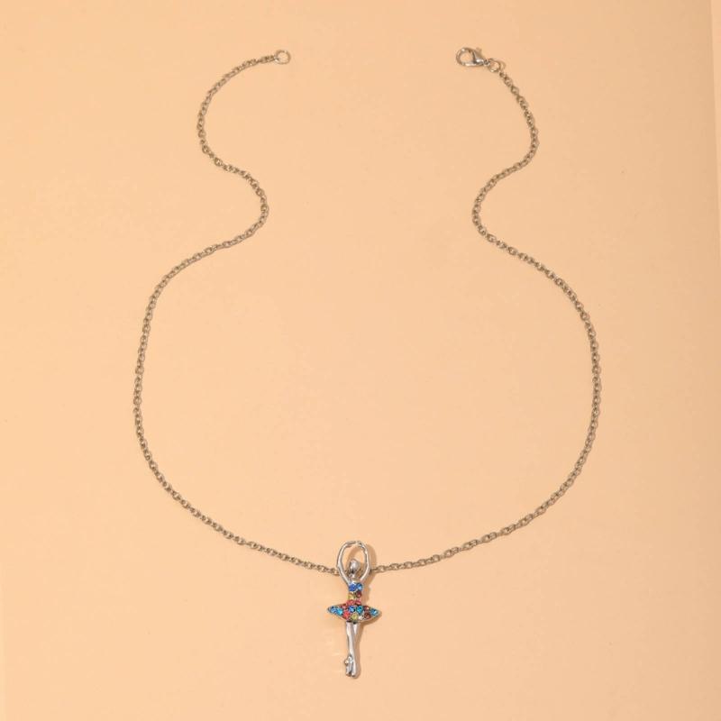 Dansande Flicka Berlock Halsband Justerbar Halskedja Dansare Hänge Smycken för Flickor
