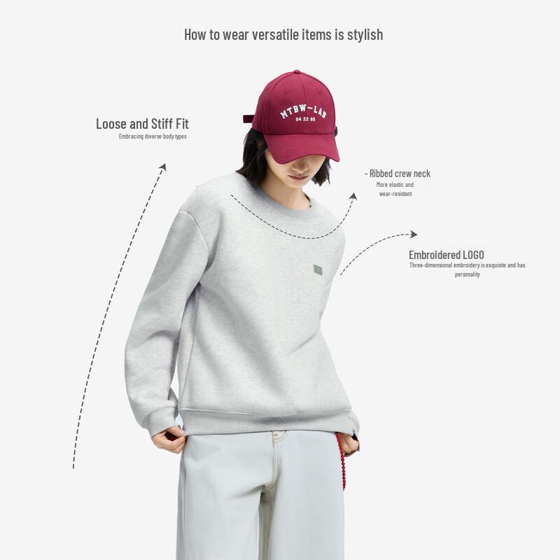 Metersbonwe Women's Alpaca Fleece Round Neck Long Sleeve Sweatshirt