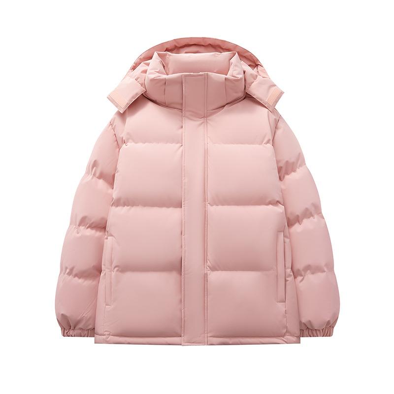 Einfarbige Baumwollkleidung mit Kapuze für Männer und Frauen, gleicher Schnitt, Winter, locker, verdickt, Baumwolljacke mit abnehmbarer Kapuze, Baumwollmantel, Jacke