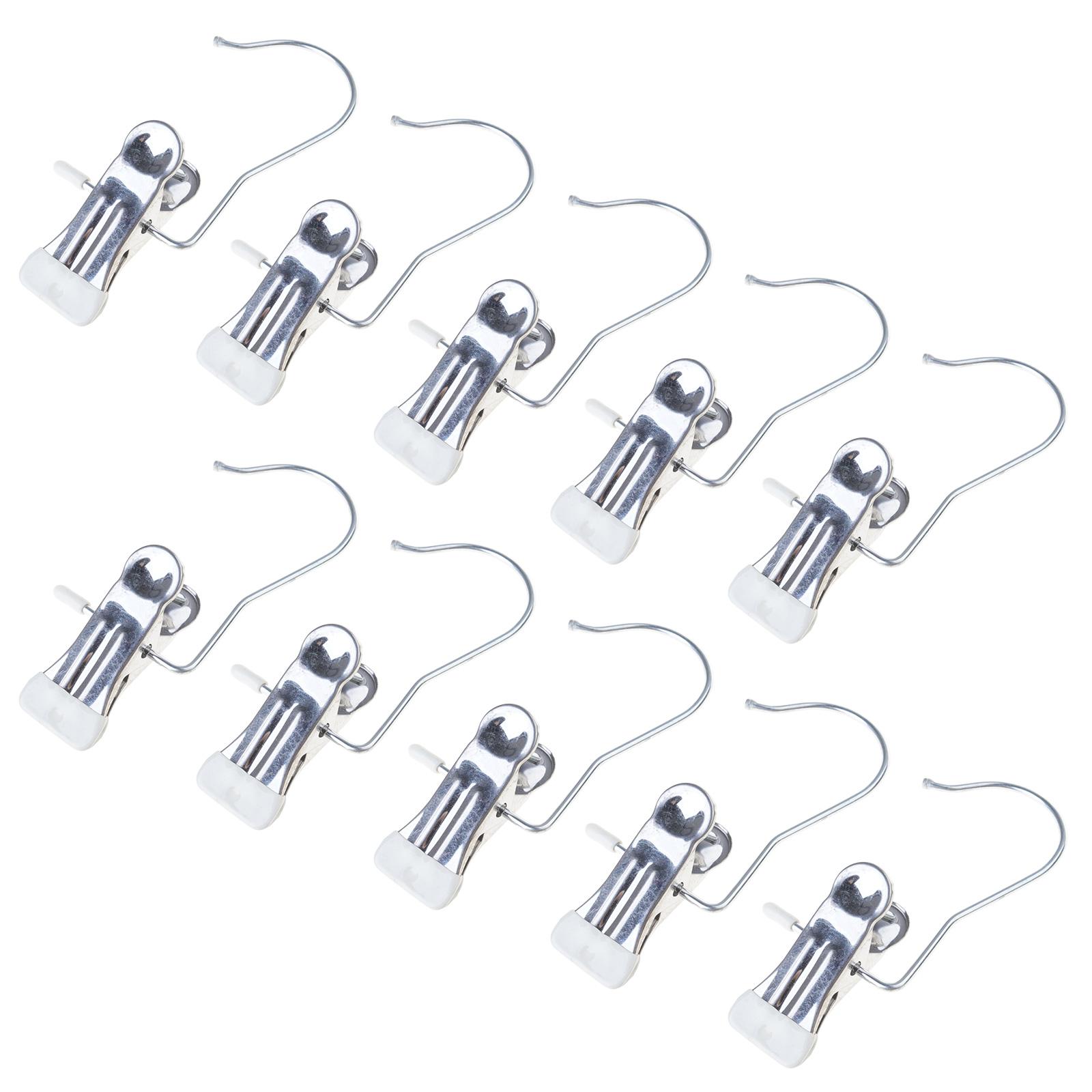 

Set of 10pcs Durable Clips Bag Hanger Pants Hooks Stainless Steel Garment Clips for Travel and Home Clothing Storage A
