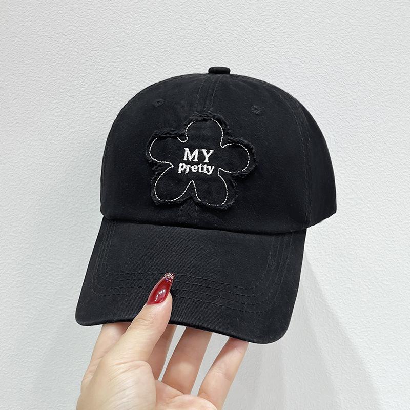 

Korean Style Flower Embroidered Soft Top Baseball Hat for Women In Spring and Autumn Street Face Showing Small Versatile Baseball Cap Men s Trend (55-59cm)
