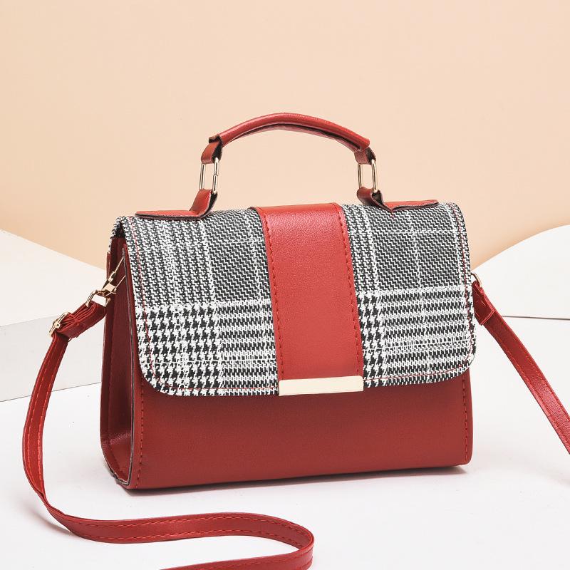 Women's Houndstooth Crossbody Small Square Bag - Fashionable Single Shoulder Bag