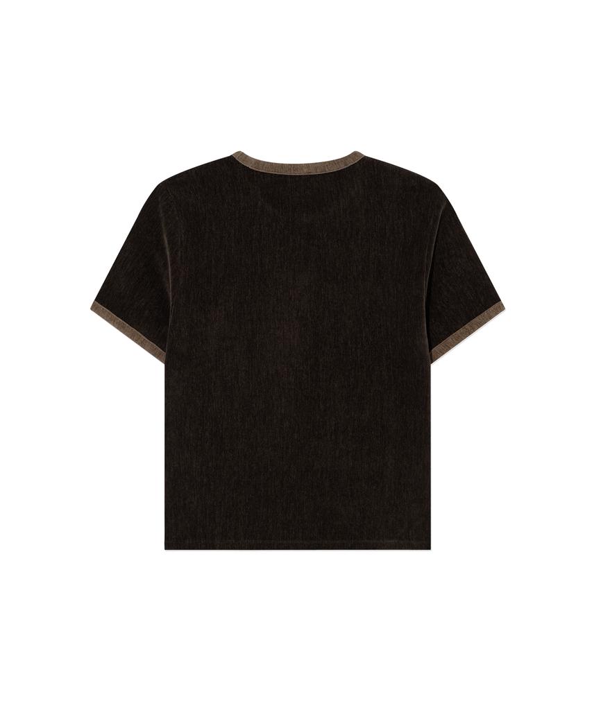 COVERNAT WOMAN Velour Short Sleeve Tee Chocolate