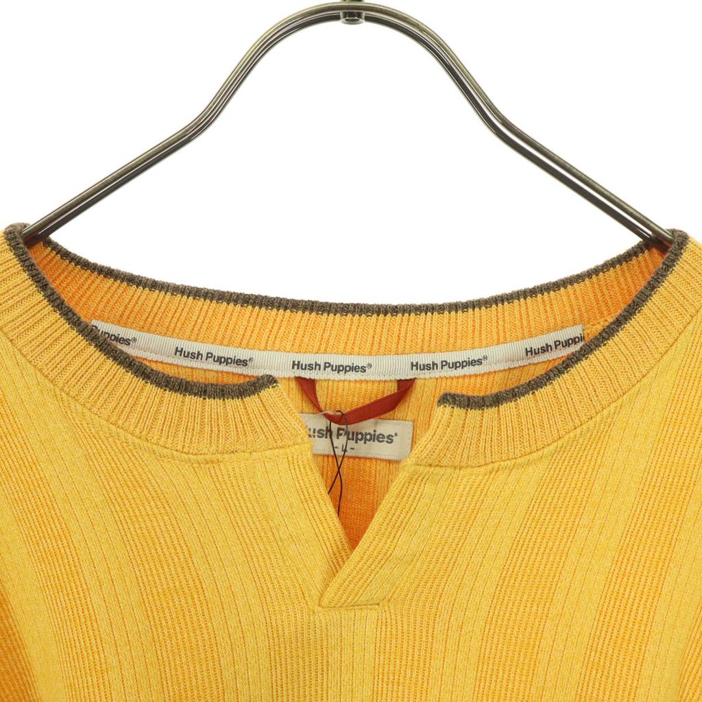 Unused Hush Puppies One Point Embroidery Long Sleeve Key Neck Knit L Men's Used