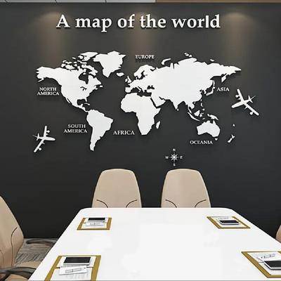 3D Acryl Weltkarte Spiegel Wandsticker Heimdekoration DIY Kristallaufkleber Büro Arbeitszimmer Sofa TV Hintergrund Wandsticker