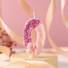 Creative Sequin Pink Bow Color Block Candle Anniversary Digital Birthday Cake Candle Decoration