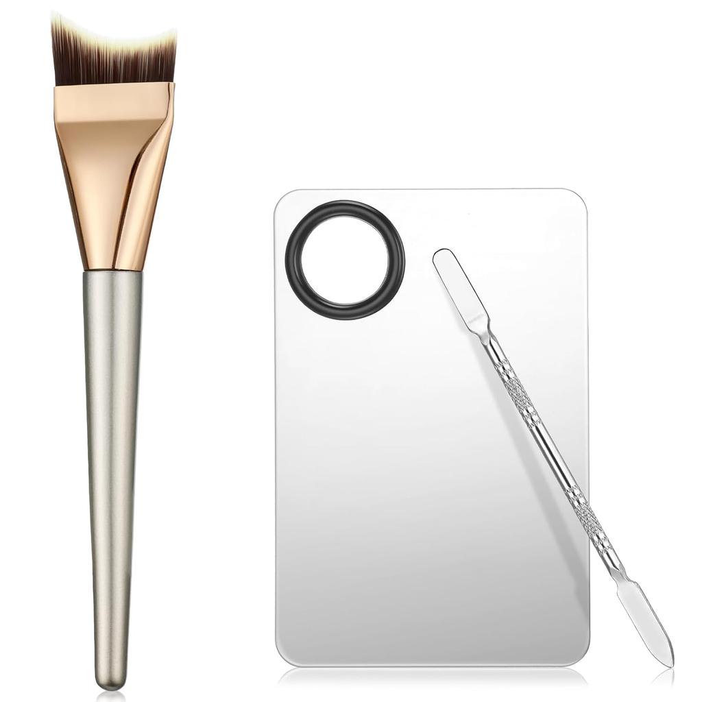 Makeup Mixing Palette, Stainless Steel Cosmetic Makeup Palette with Spatula and Brush Make Up Artist Foundatio Tool for Facial Cosmetic, Nail Art,
