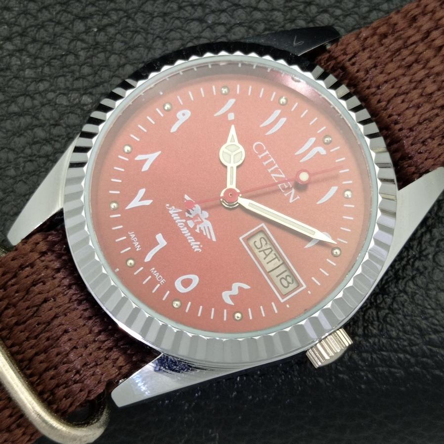 Generalüberholte Automatikuhr Citizen 8200 Japan mit arabischem rotem Zifferblatt a427244-2 QRL-a427244