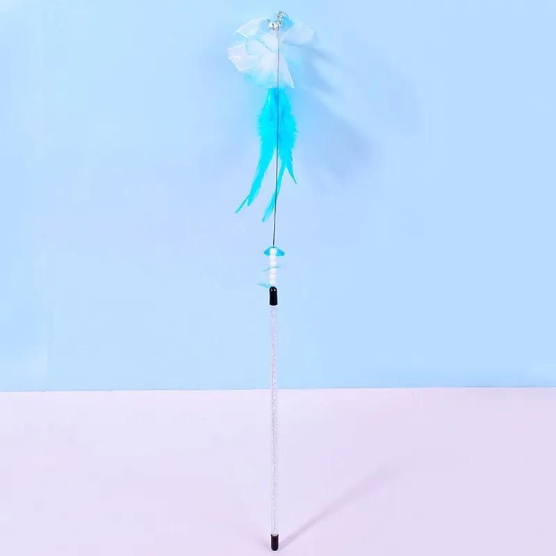 Cat Toy Feather Cat Toys Interactive Flower Tassel Cats Teaser Long Handle Feather Toys for Cats Teasing Stick Toy Kitten Teaser