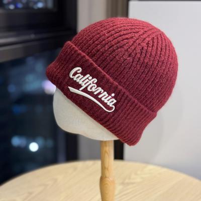 Letter Embroidered Woolen Hat for Women In Autumn and Winter Warm and Fashionable Versatile and Face Showing Knitted Hat for Young Couples