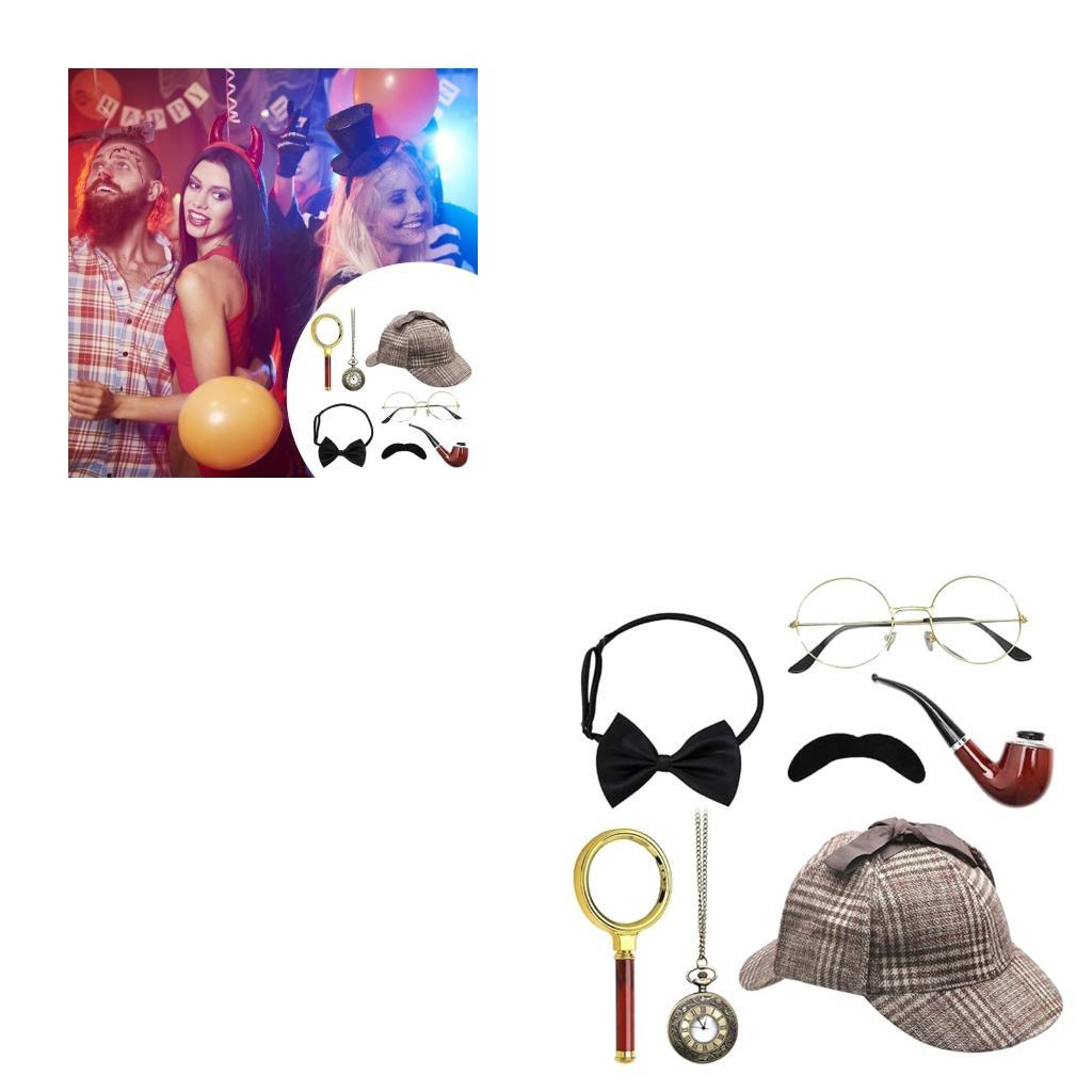

7Pcs Detective Costume Accessories for Adult Teen Holmes Detective Gifts CN