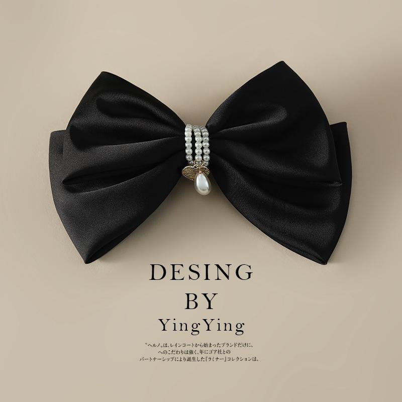 Trendy Bow Hair Accessories Yiwu Factory Shop Selling Beautiful Hairpin Exquisite Pearl Hair Clips Accessories чёрный