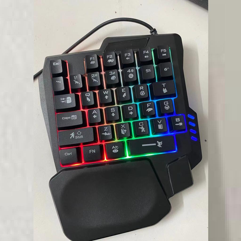 One-handed Keyboard and Mouse Combo with Mechanical Feel, Compatible with Computers, Mobile Phones, and Gaming