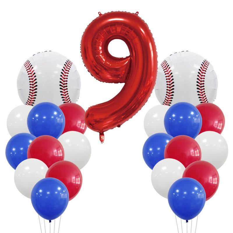 

First Birthday Party Decoration Digital Baseball Aluminum Film Balloon Set Sports 9