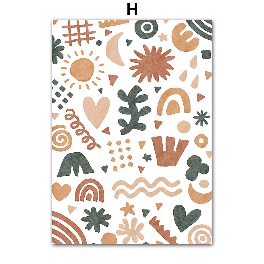 Boho Bear Rabbit Rainbow Sun Heart Nursery Wall Art Canvas Painting Nordic Posters And Prints Wall Pictures Baby Kids Room Decor