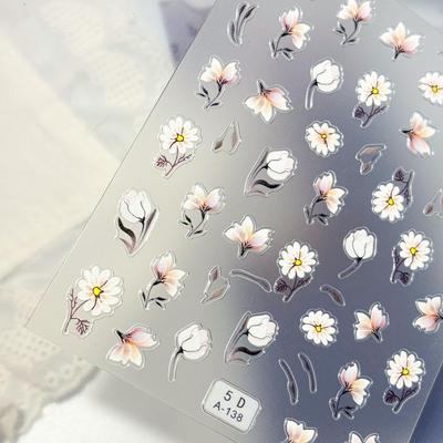 5D Floral Magnolia & Higanbana 3D Embossed Nail Art Stickers