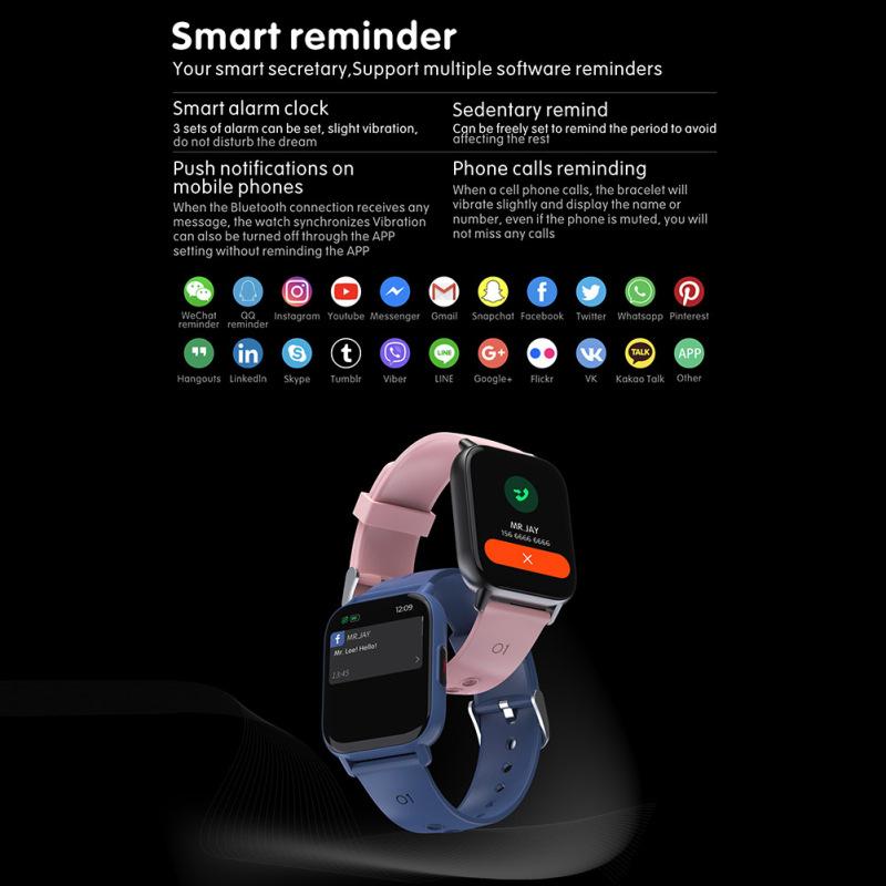 Qs16 Smart Bracelet Measuring Body Temperature Heart Rate Blood Oxygen Large-screen Smart Watch