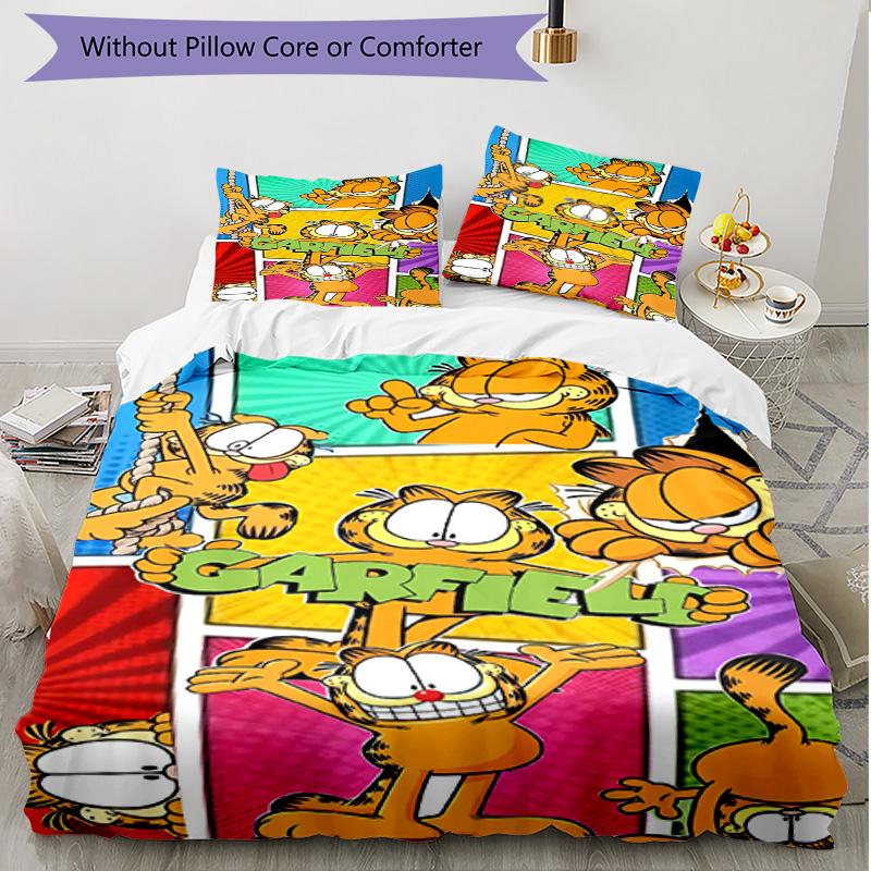 3pcs Duvet Cover Set (1*Duvet Cover + 2*Pillowcase, Without Core), Garfield Print Soft All‑Season Bedding Set, Home Bedroom Decor Gift