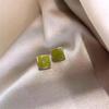2025 Vintage Green Geometric Earrings for Women Trendy Elegant Small Cute Square Stud Earrings Aesthetic Party Jewelry Gifts