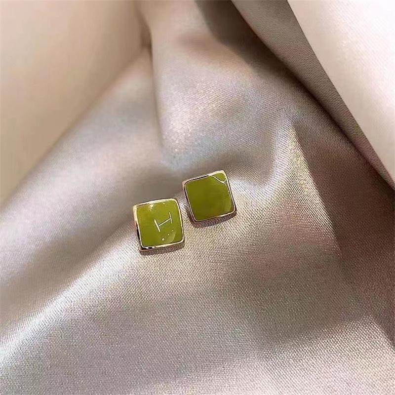 2025 Vintage Green Geometric Earrings for Women Trendy Elegant Small Cute Square Stud Earrings Aesthetic Party Jewelry Gifts