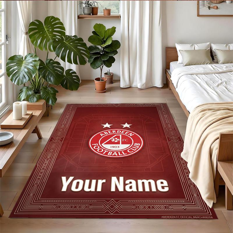 Crystal Velvet Rug Custom Name Text, Soft Non Slip Floor Mat Home DecorAberdeen FC