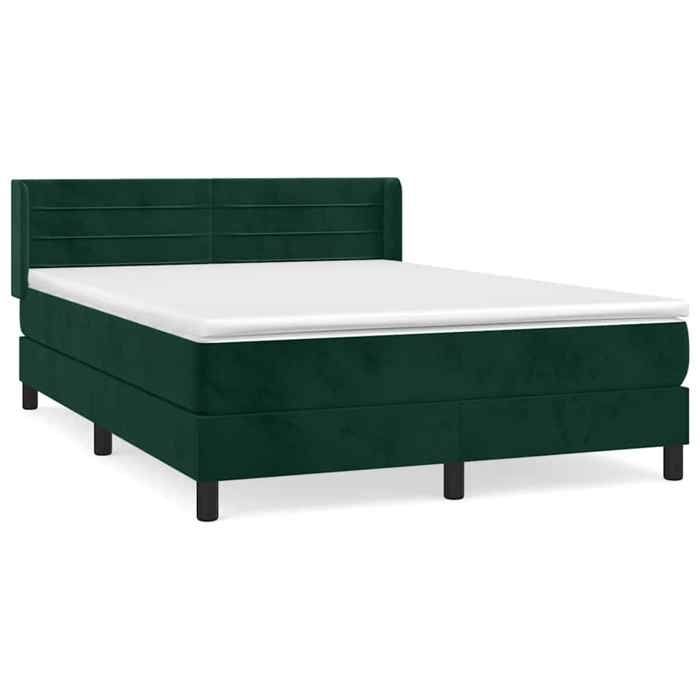 Lit avec sommier et matelas - Maison Exclusive - Velours vert foncé - 140x190cm - Tête de lit réglable