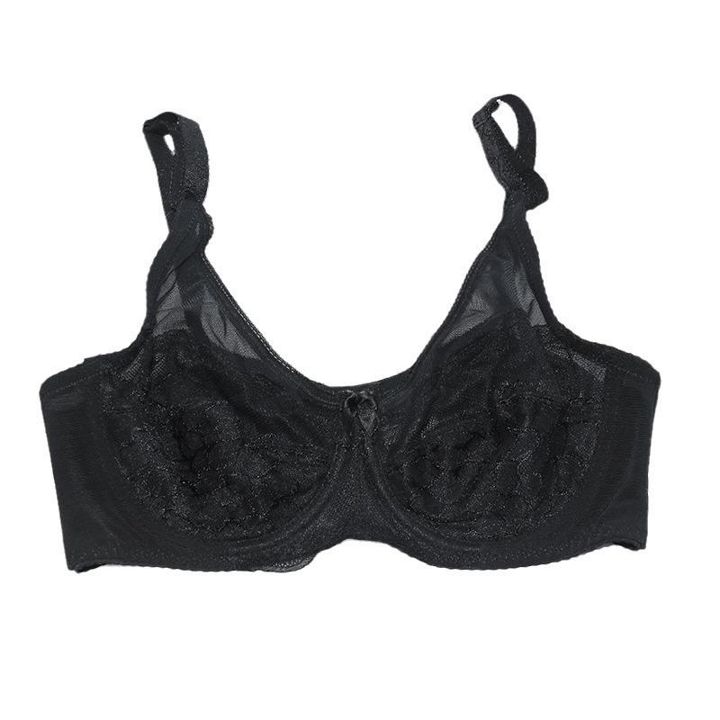 Large Size Fat Mm with Steel Rim Thin Cotton Cup Bra Wind Thin Style Large Chest Lace Large Size Underwear Women