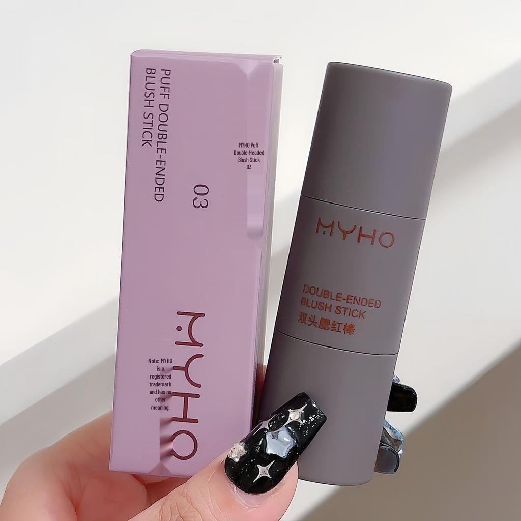 MYHO Monochrome Matte Blush & Lip Duo: Long-Lasting, Pigmented, Dual-Ended Sponge Stick for Natural Tone Makeup