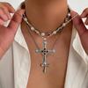 Ingemark 3Pcs/Set Colorful Acrylic Rhinestone Jesus Cross Pendant Necklace Men 2025 New Creative Hip Hop Unisex Y2K Jewelry Gift