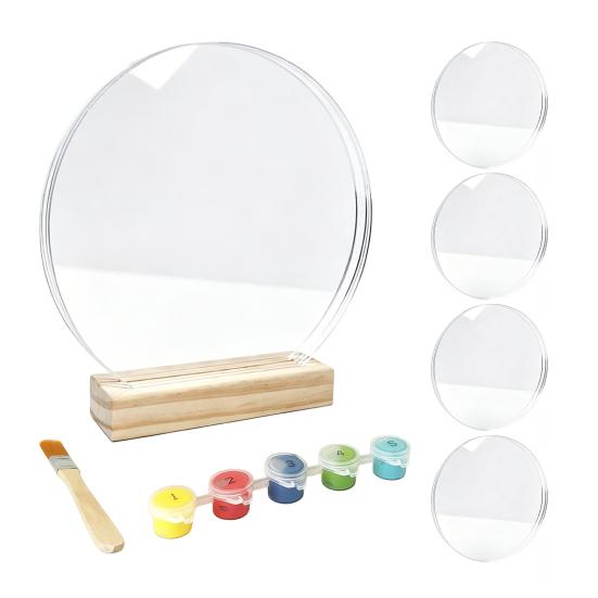 Educational Craft Activity Set DIY Handprint Display Kit, Transparent Acrylic Panel And Wood Base Art Preschool Classroom Supplies Project,