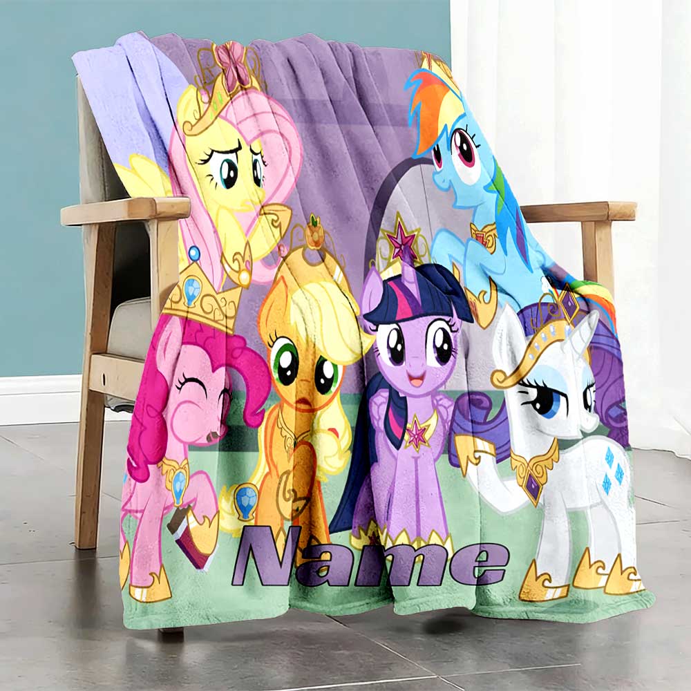 Little Pony (11) Personalized Text Blanket Multi-purpose Customizable Blanket Durable Comfort Perfect for Office Office Chair Livingroom Picnics