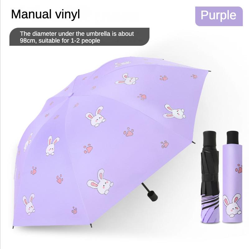 Cute Kids Umbrella Thick Black Glue Fully Automatic Umbrella Rabbit Sunshade for Girl Child Umbrella Student Umbrellas
