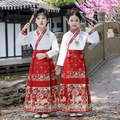 1 Haziran Çocuk Hanfu: At Yüzlü Etek ve Çocuklar İçin Çin Tarzı Guoxue Performans Seti