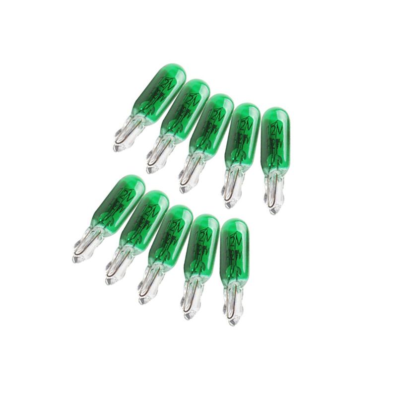 10pcs Green W2W T5 Car Dashboard Dash Bulbs trument Panel Light Halogen Lamp Universal 12V Accessories Car Interior Lights