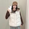 Women's winter hooded color matching cotton clothes vest top solid color warm sports casual sleeveless vest