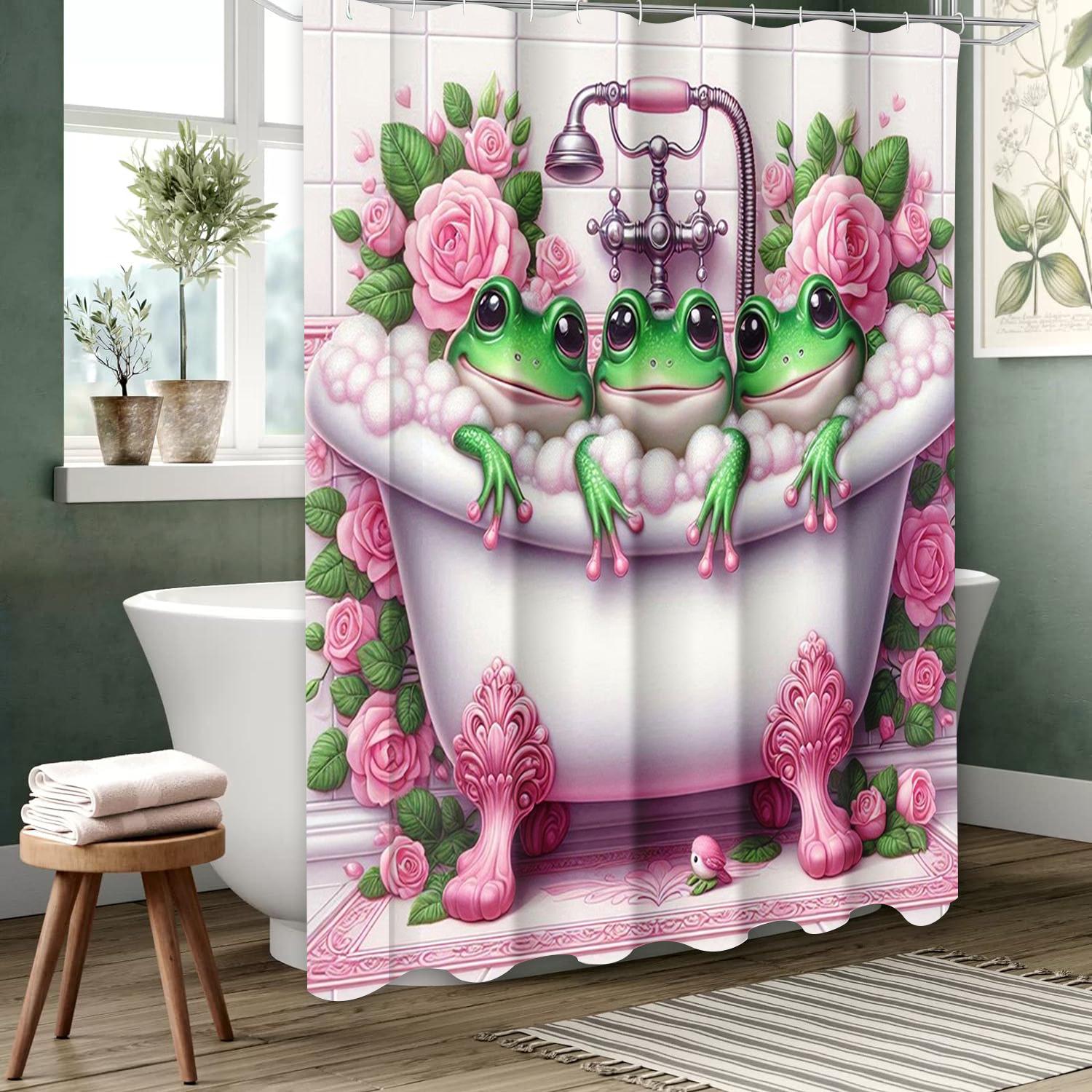 

Лягушка и лотос Занавеска для ванной Занавеска для душа в ванной Водонепроницаемая с 12 крючками Домашний декор Бесплатная доставка 180x180cm curtain красный