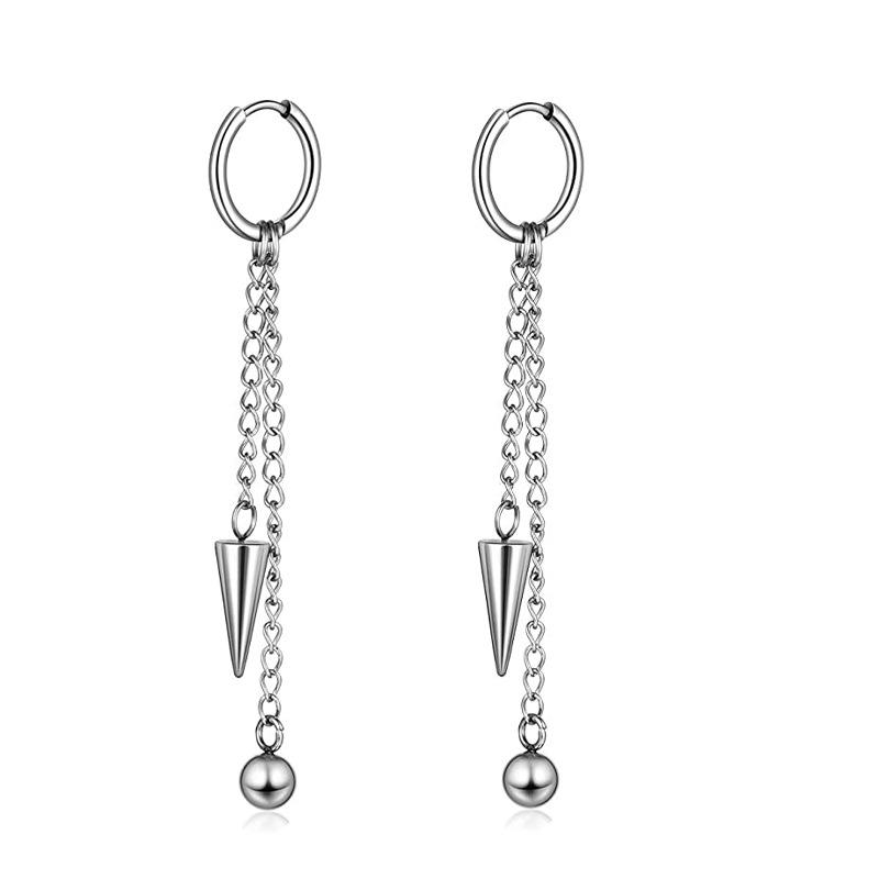 Black Series Titanium Steel Punk Style Earrings - Unisex, Korean Fashion, Unique Design