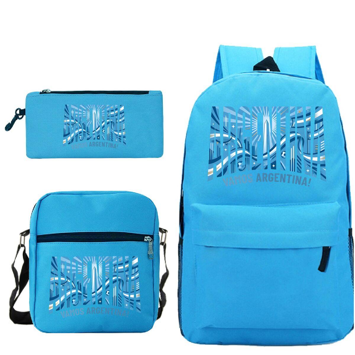 Vintage Voetbal Liefhebber Cadeaus Rugzak 3-delige Set  Argentina Vamos Argentina  Dames Heren Schoudertas Etui Student Schooltas Set