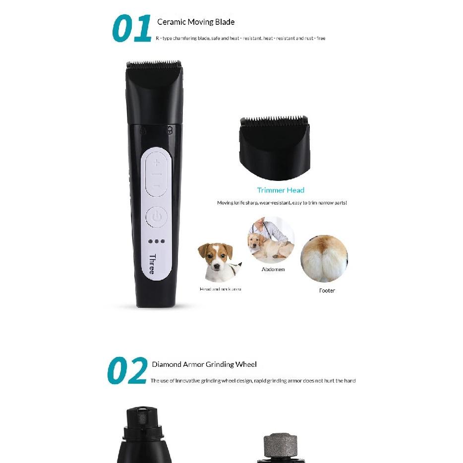 Huiyangxu Electric Pet Nail Grinder Hair Trimmer Low Noise Usb Rechargeable Safe Multifunctional Grooming Tool For Narrow Areas