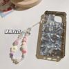 Korea Cute 3D Flower Bear Phone Lanyard For iPhone 15 Samsung Strap Girl Chain Pendant Candy Rope Jewelry Hanging Keychain Charm