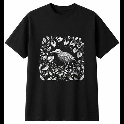 Fantasy Art Kiwi Bird In Nature Unisexs T Shirt Black 100 Cotton Vintage Graphic Homme Soft Fashion Stretched