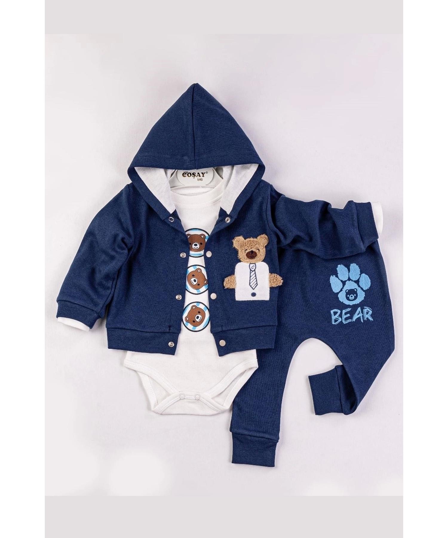 

Комплект для мальчика с капюшоном и вышивкой медведя