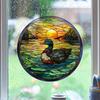 Retro Colorful Hummingbird Iris Window Glass Electrostatic Sticker Detachable Decorative Film Home Decoration