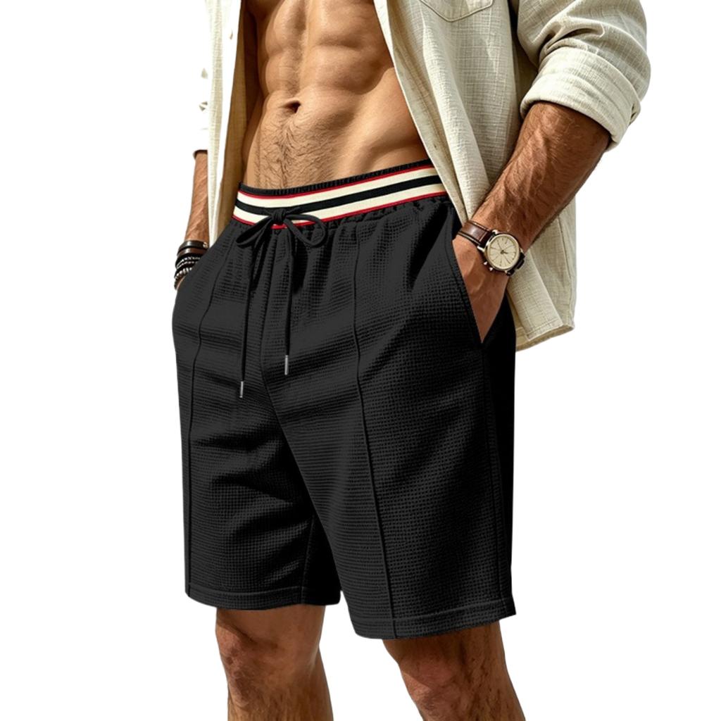 Men Casual Athletic Shorts Drawstring Waistband Relaxed Fit Breathable Knit Fabric for Everyday Wear